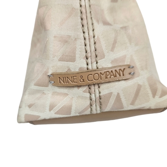 Nine & Company Cream Jacquard Mini Y2K‎ Baguette Handbag Faux Leather Trim - Picture 3 of 9